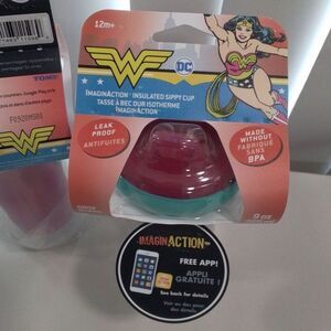 NEW DC Superhero Girls Wonder Woman Insulated Sippy Cup  2 Pk Bottle 9 oz